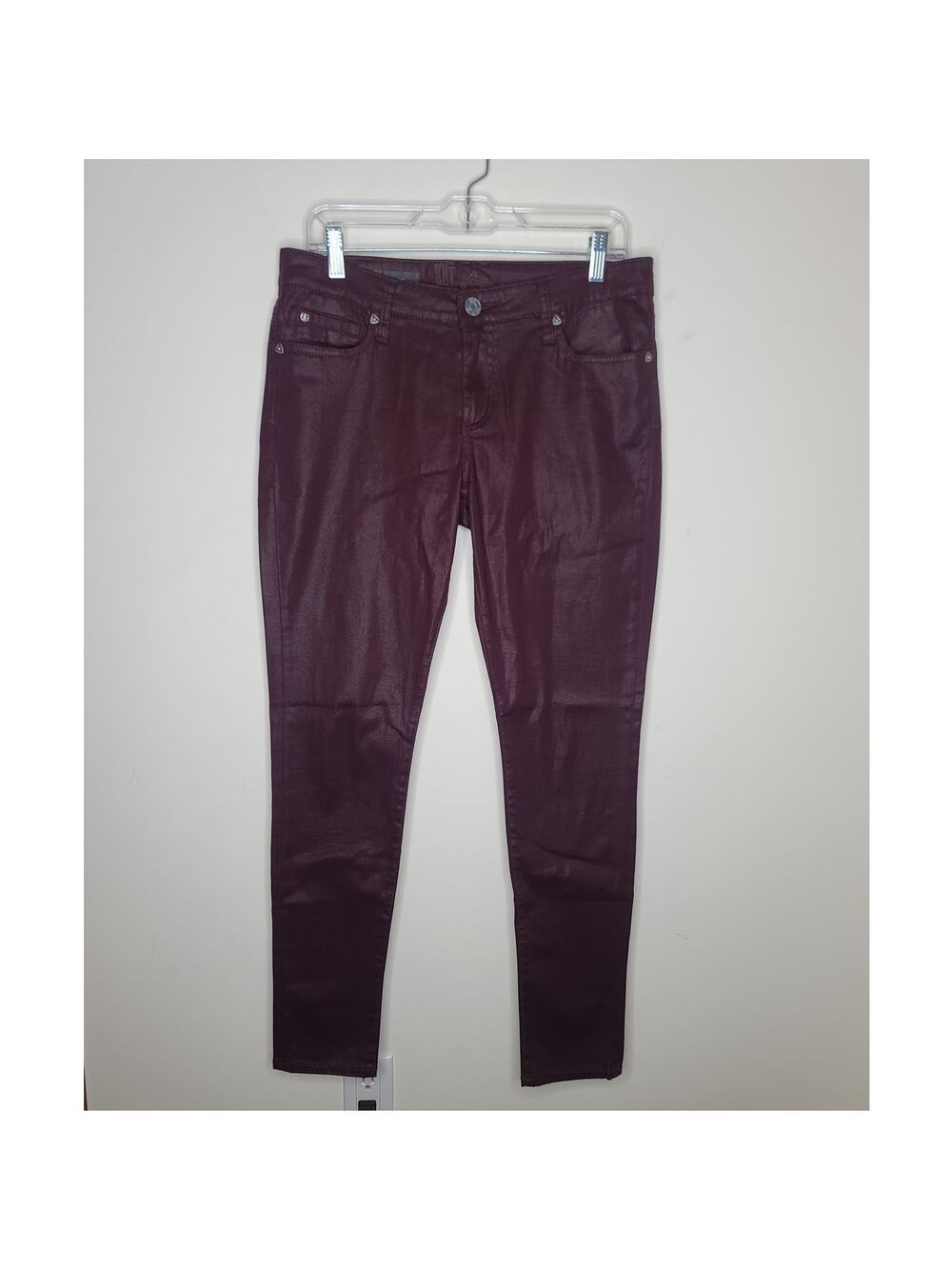 KUT from the Kloth VIV toothpick skinny denim pants - wine maroon - 10